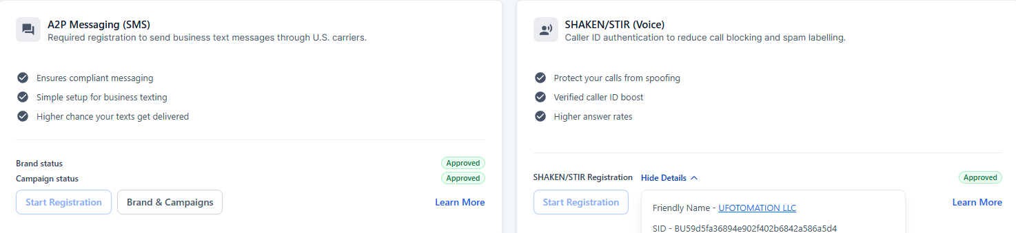 A2P 10DLC Registration — Ufotomation LLC