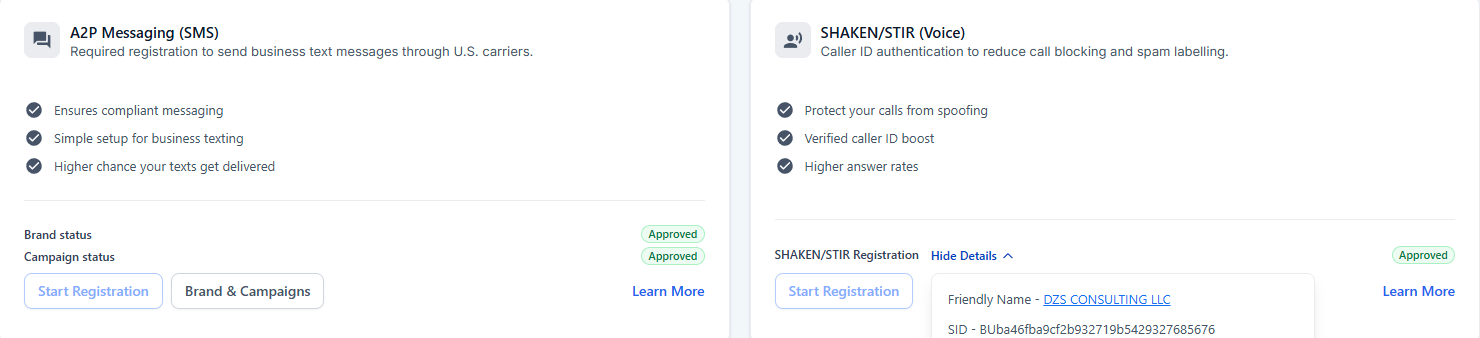 A2P 10DLC Registration — DZS Consulting LLC