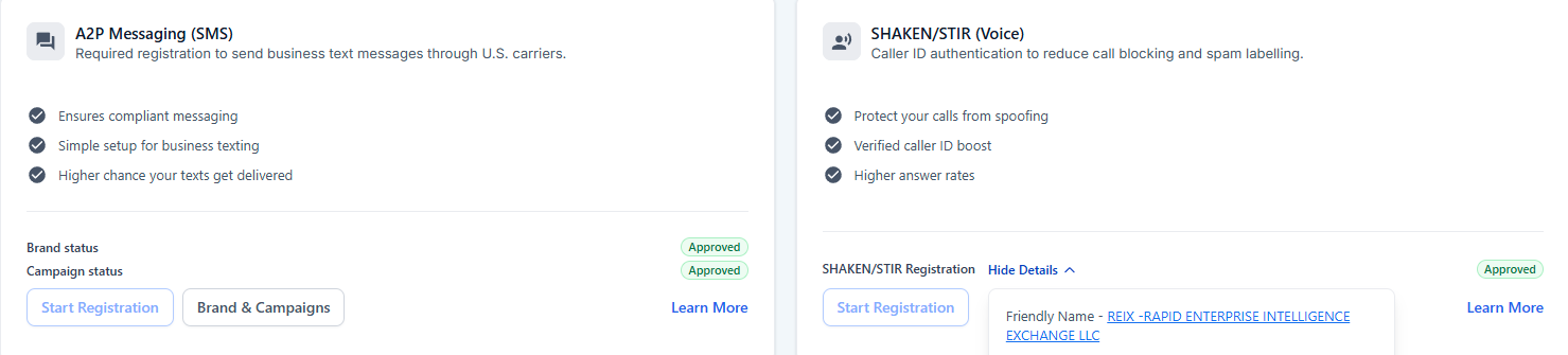 A2P 10DLC Registration — REIX -RAPID ENTERPRISE INTELLIGENCE EXCHANGE LLC