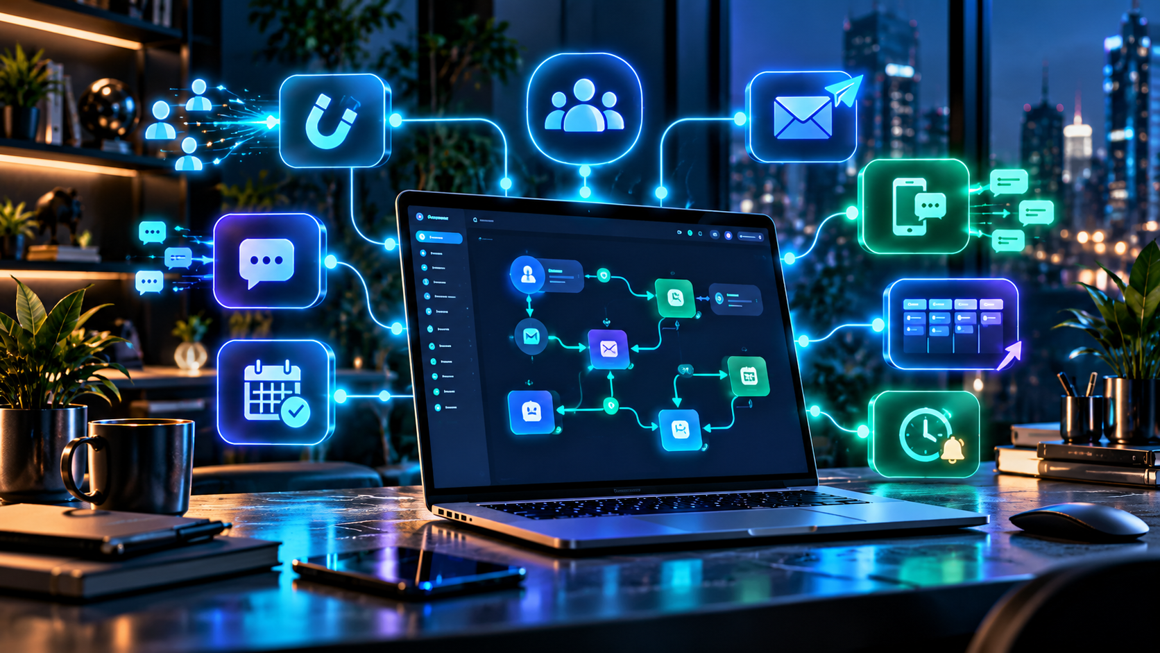 Business team building automated workflows and processes