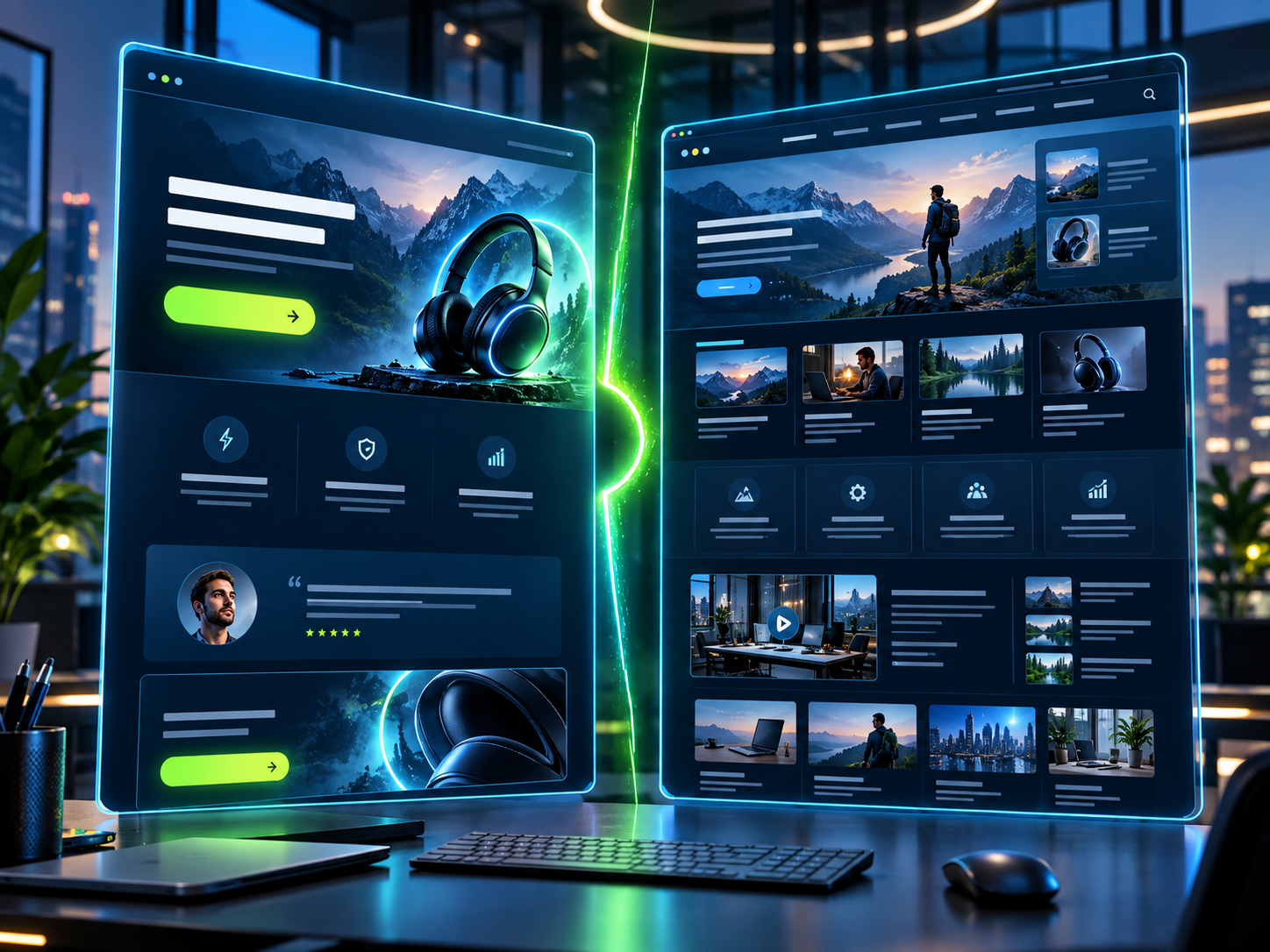 Landing page and website design on computer