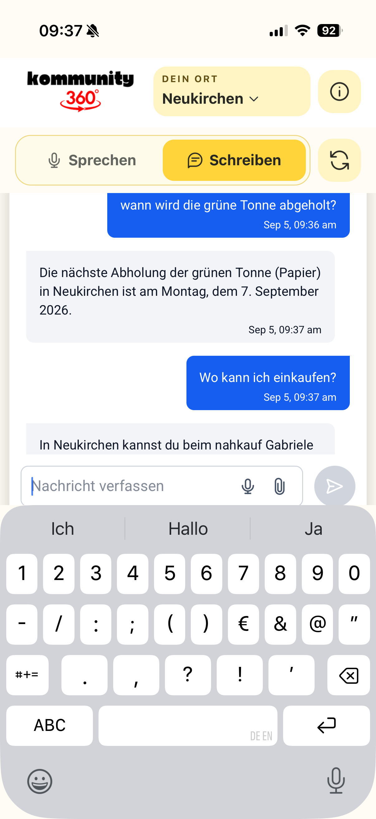 kommunity360 App mit Chatfunktion von Tobi