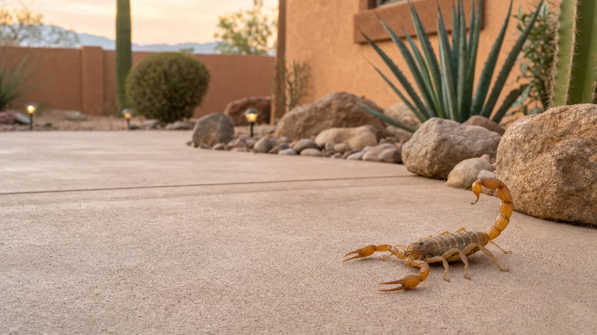  Scorpion on desert patio near a Tucson home