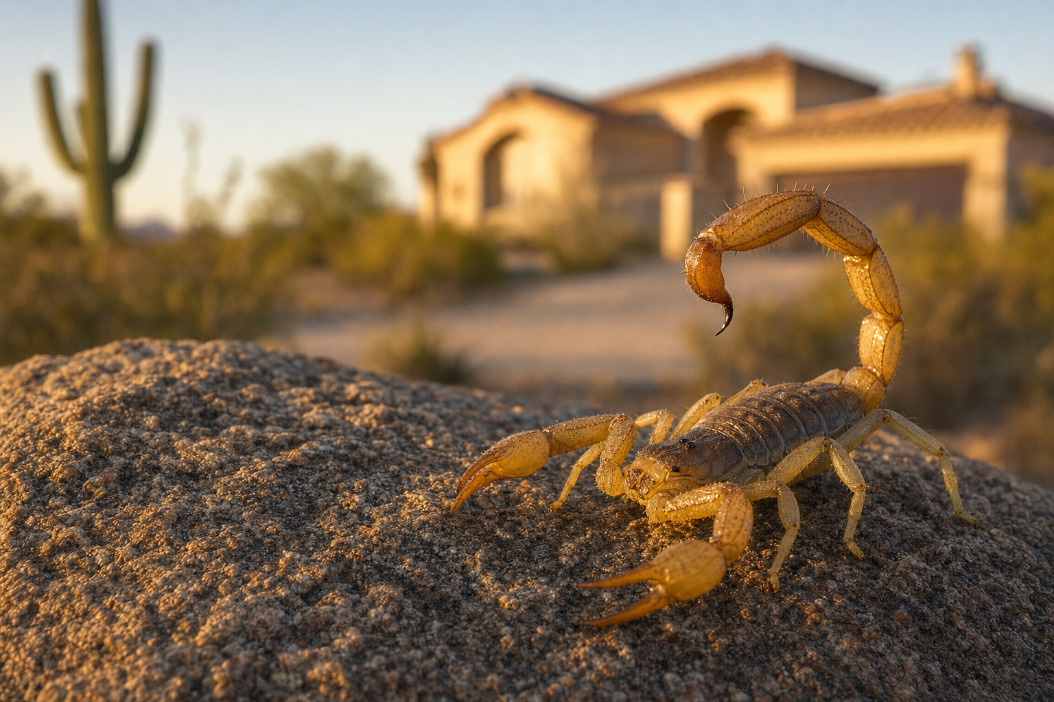 Arizona bark scorpion near a Vail AZ home in the Sonoran Desert