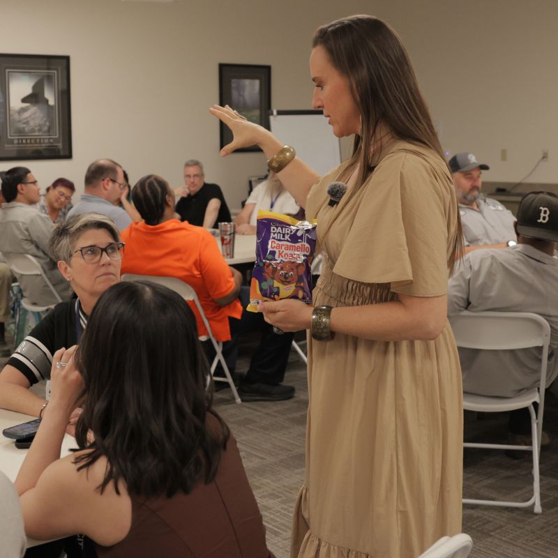 Tara Saxon running a workshop with an operations and utilities workforce