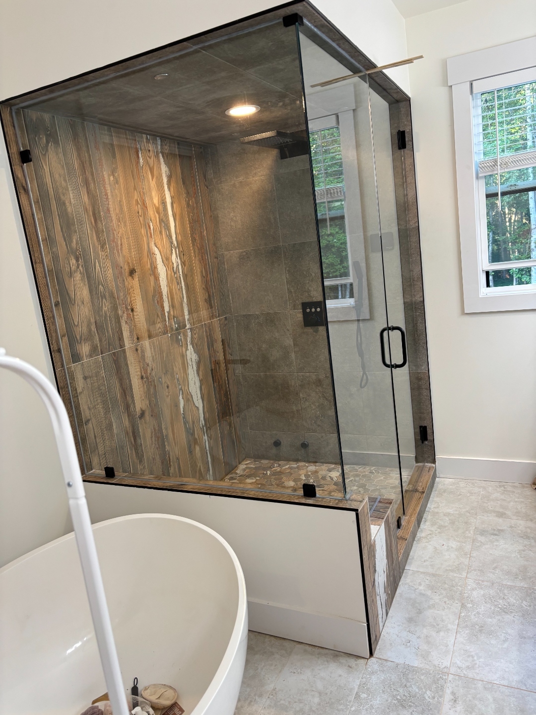 Clean glass shower detail