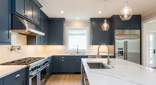Newly remodeled kitchen with navy cabinets and marble countertops — New Generation Handyman, Alpharetta GA