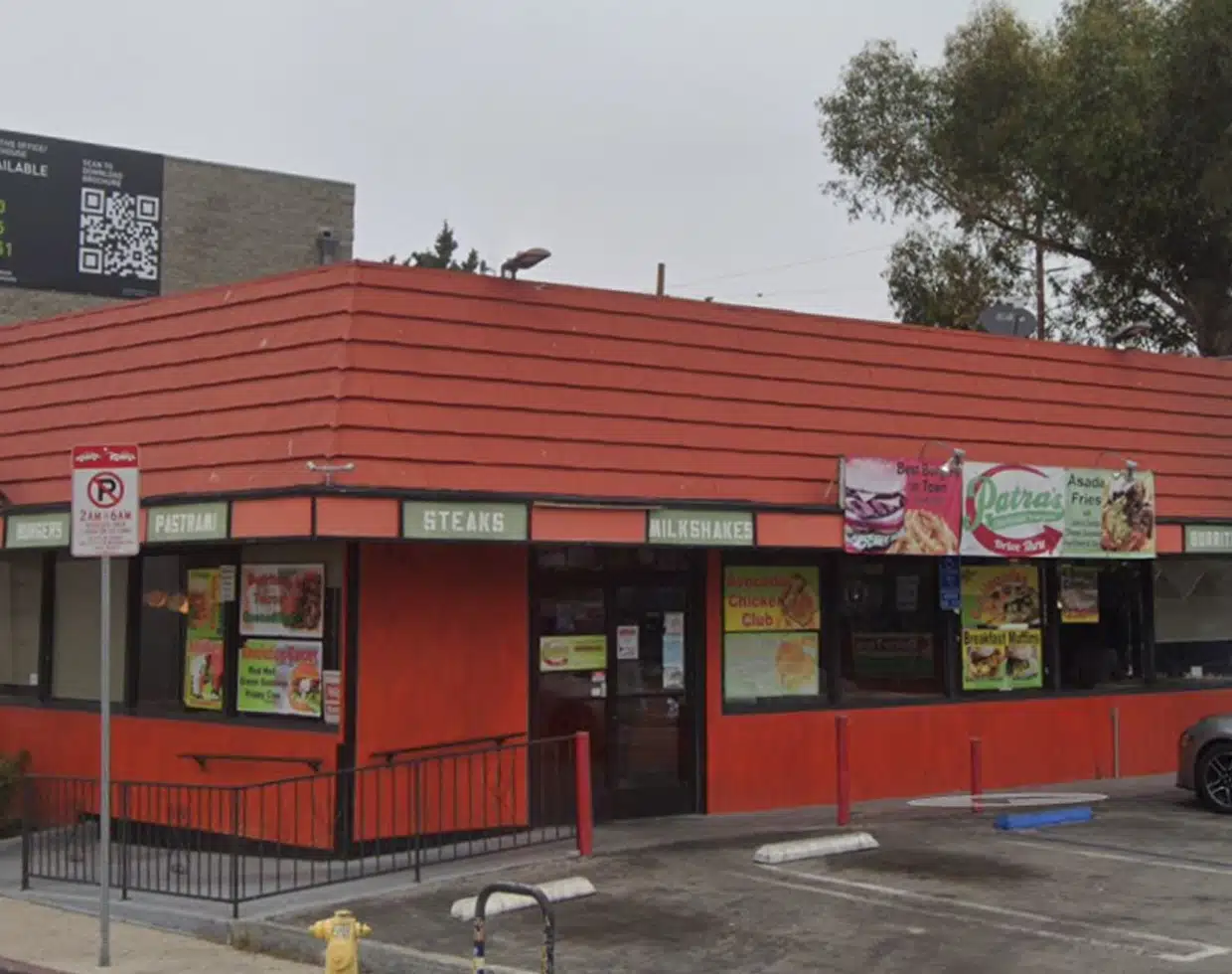 Patra's Charbroiled Burgers restaurant exterior on N San Fernando Rd Los Angeles