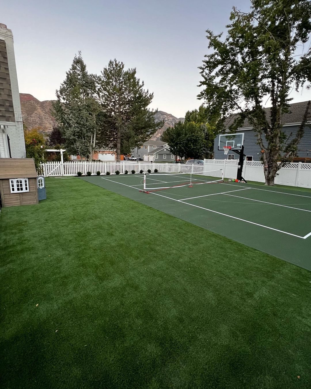 Artificial turf backyard sport court in Provo, Utah