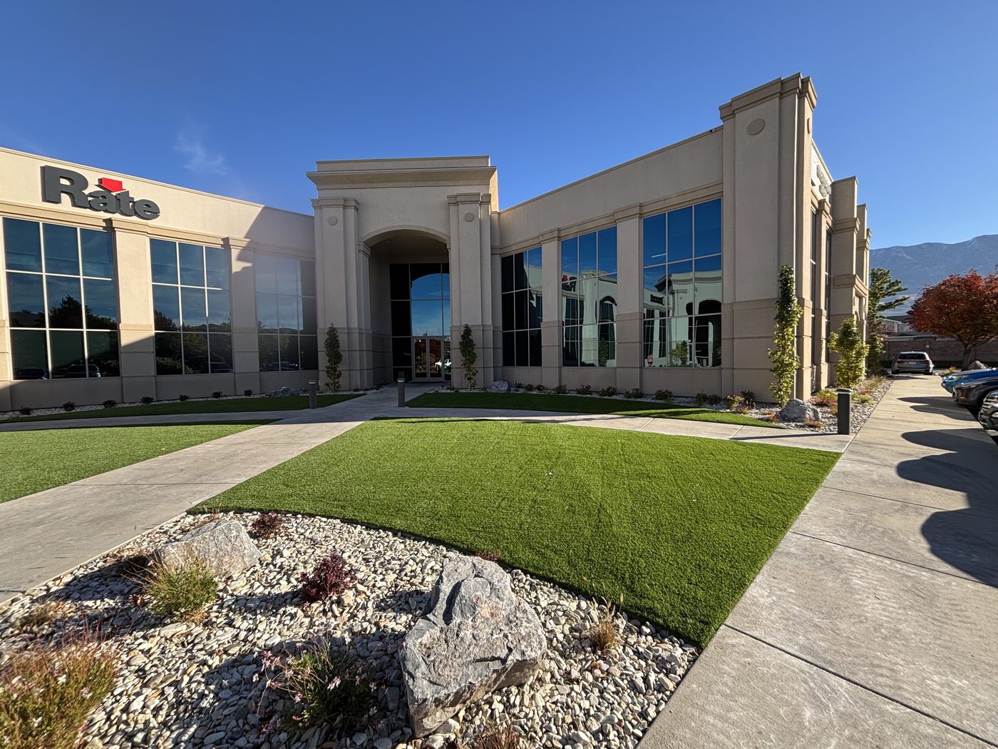 Artificial turf at a commercial office property in Utah
