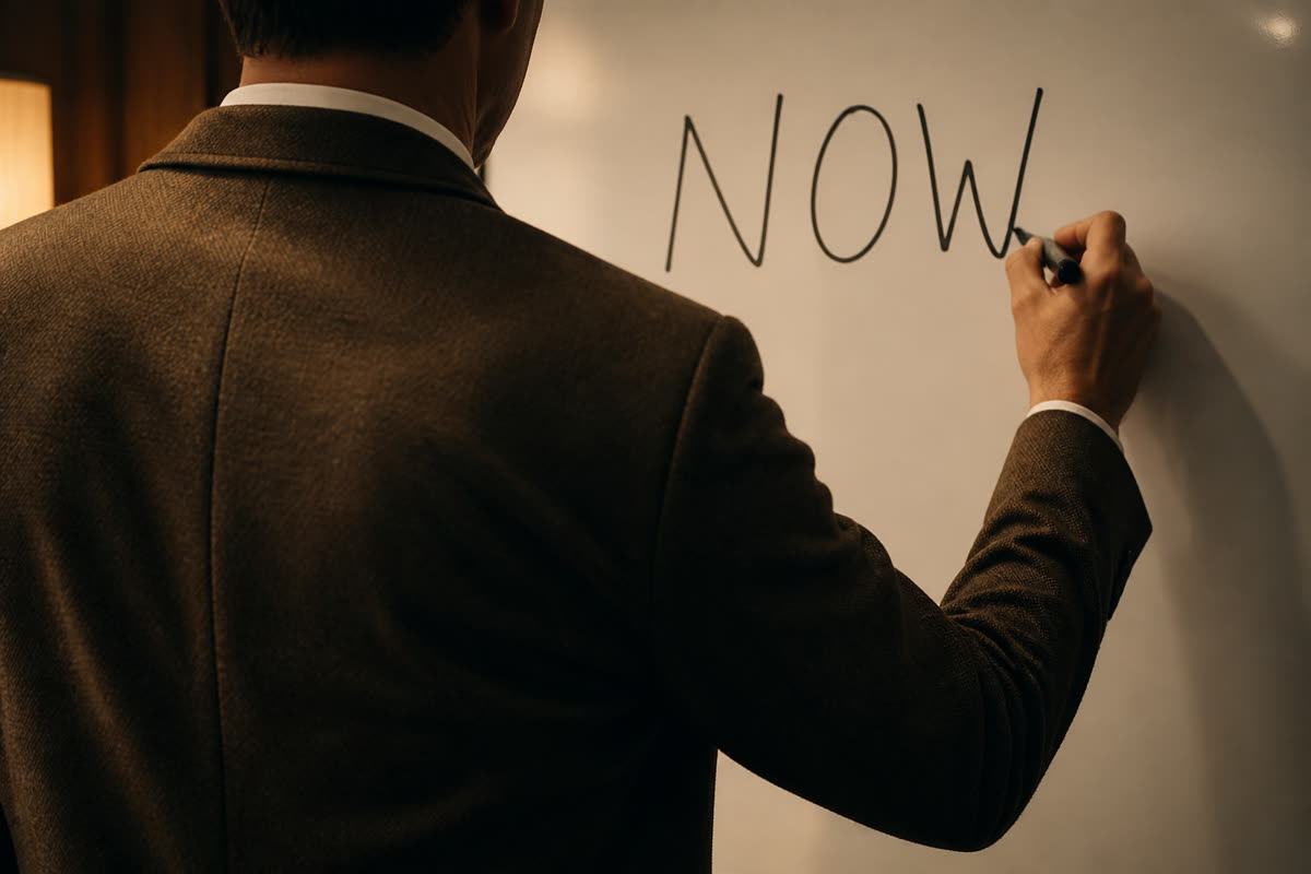 Coaching — writing NOW on a whiteboard