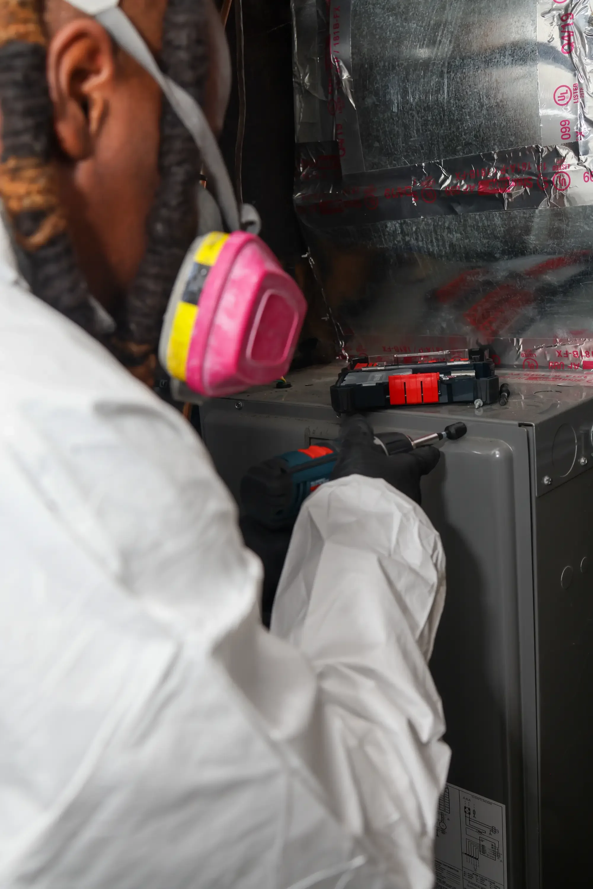 Environmental testing specialist performing mold testing