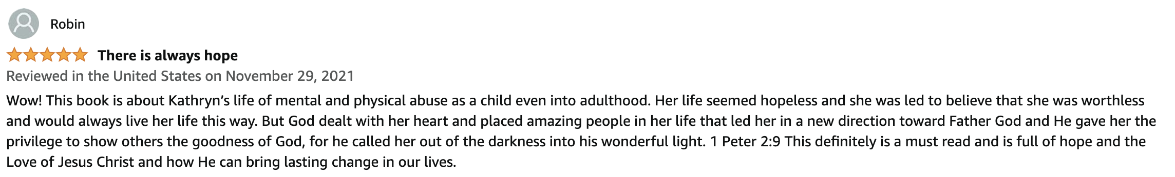 Reader testimonial