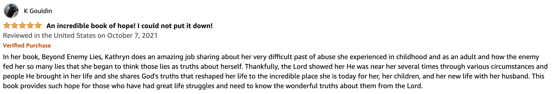 Reader testimonial