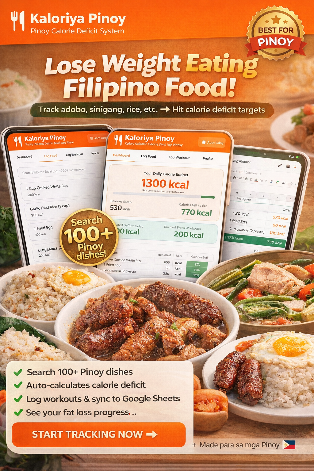 Kaloriya Pinoy App Mockup