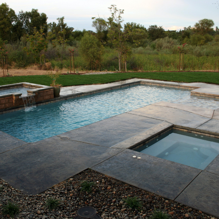Modern concrete pool deck