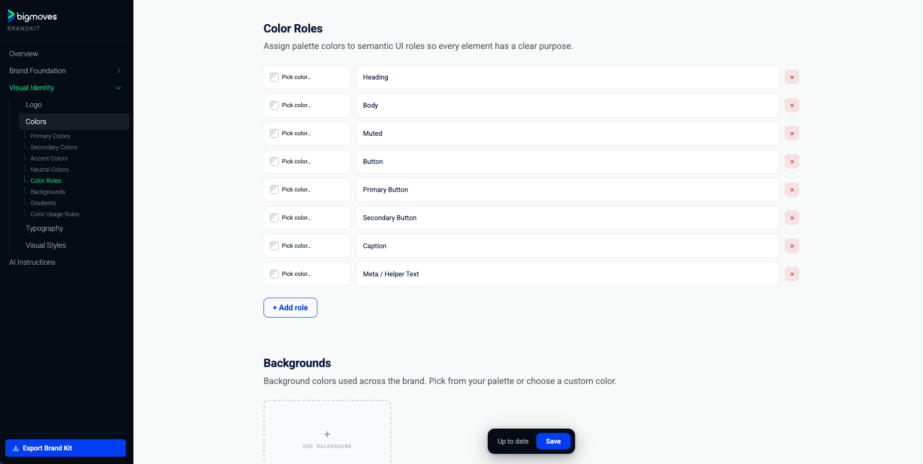 Color roles section