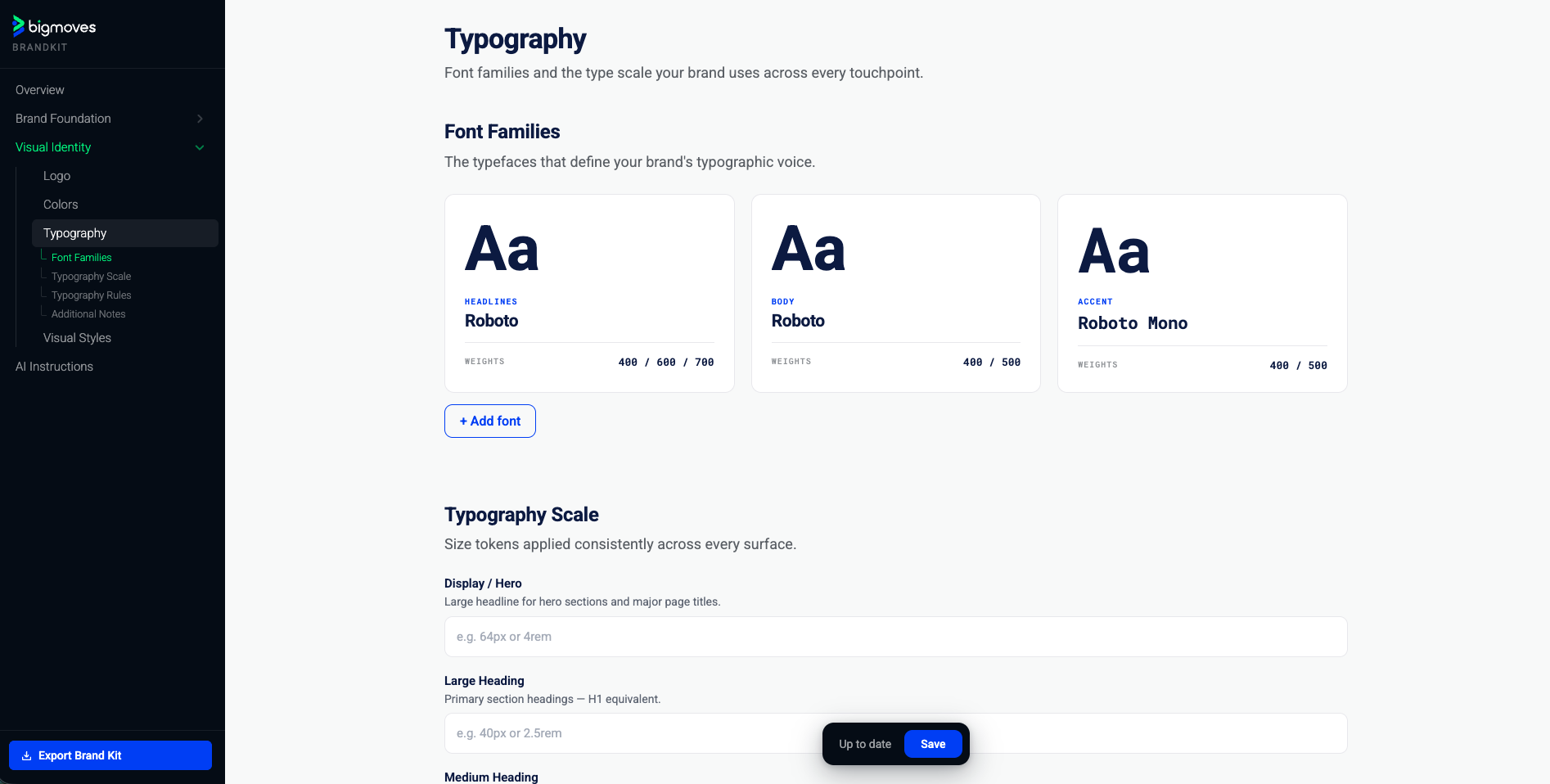 Typography section