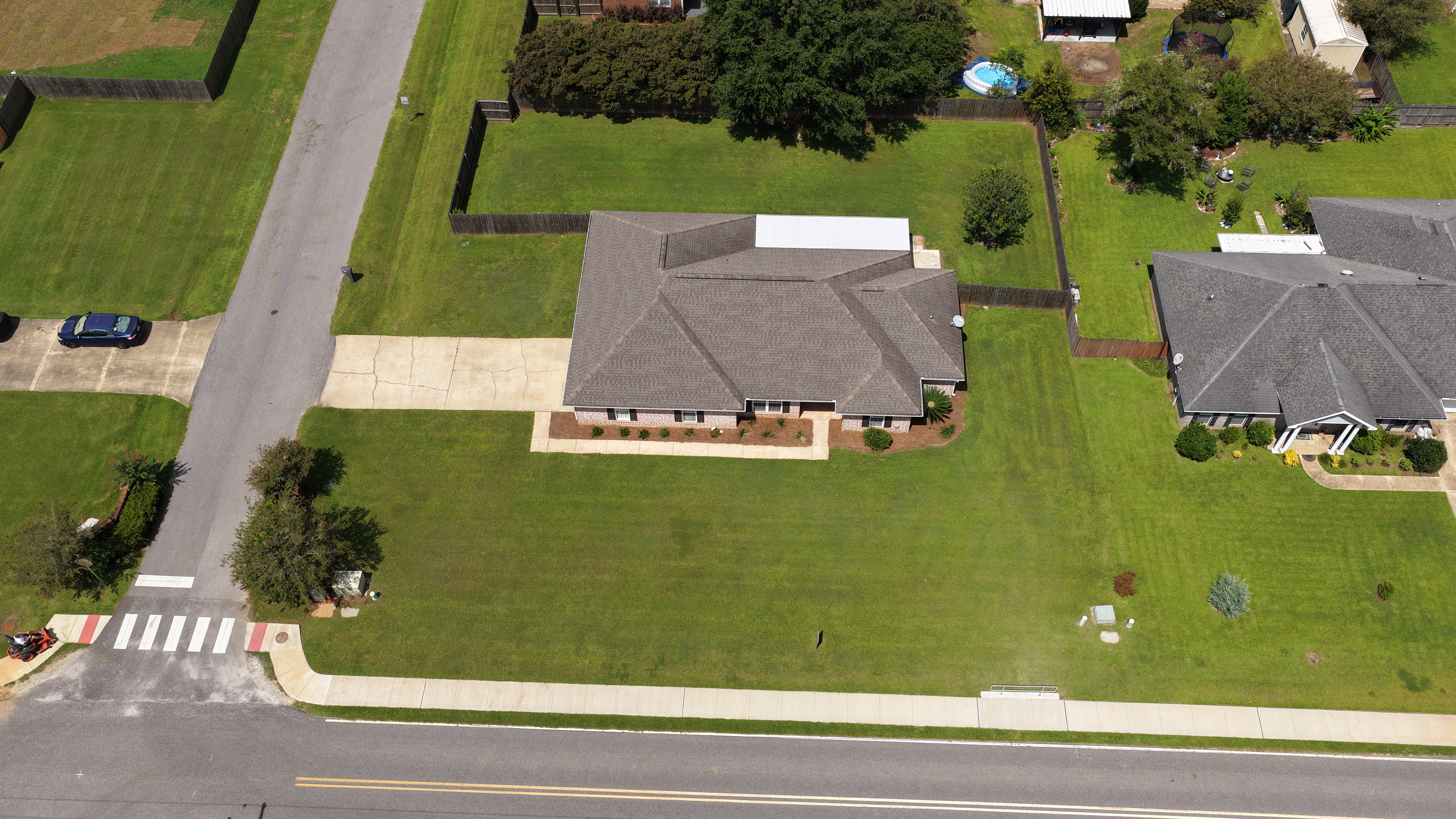 Top down aerial view of property