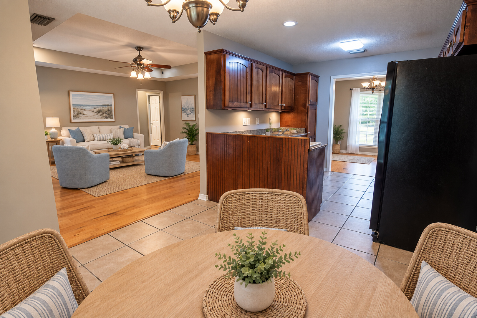 Virtually staged kitchen and breakfast nook
