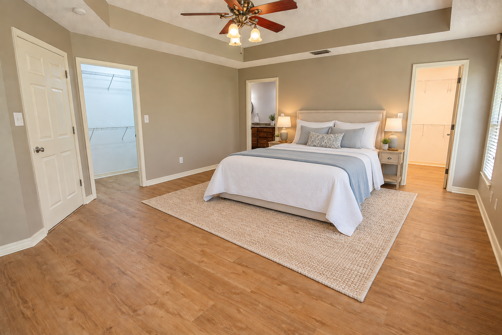 Virtually staged primary bedroom
