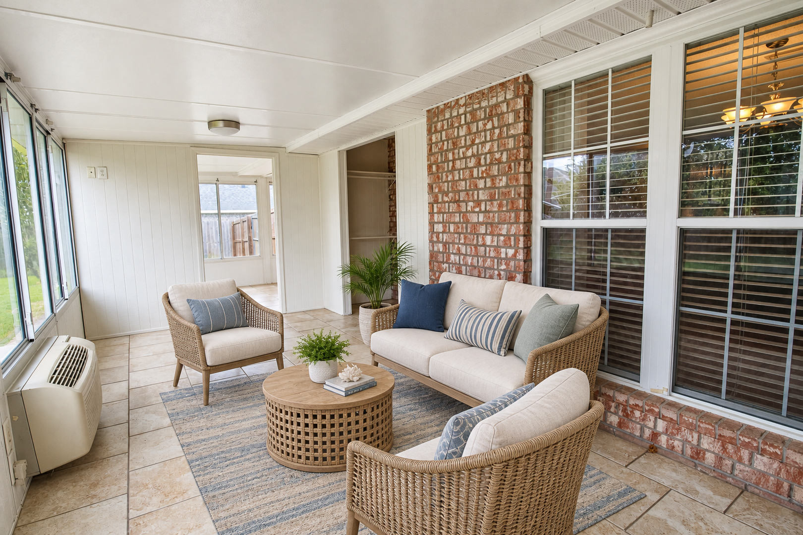 Virtually staged sunroom