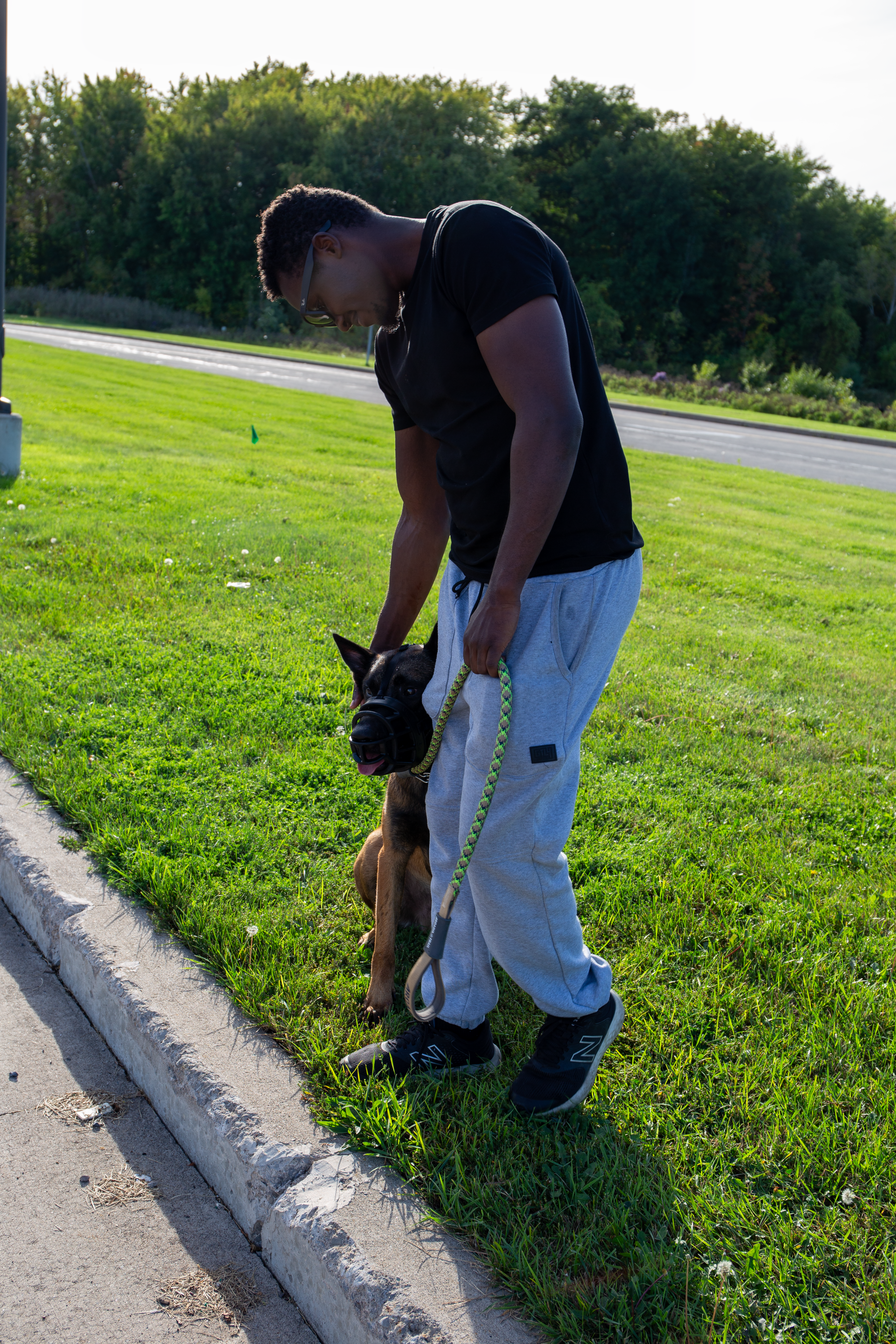 Mo with German Shepherd, calm reactive dog specialist Rochester NY