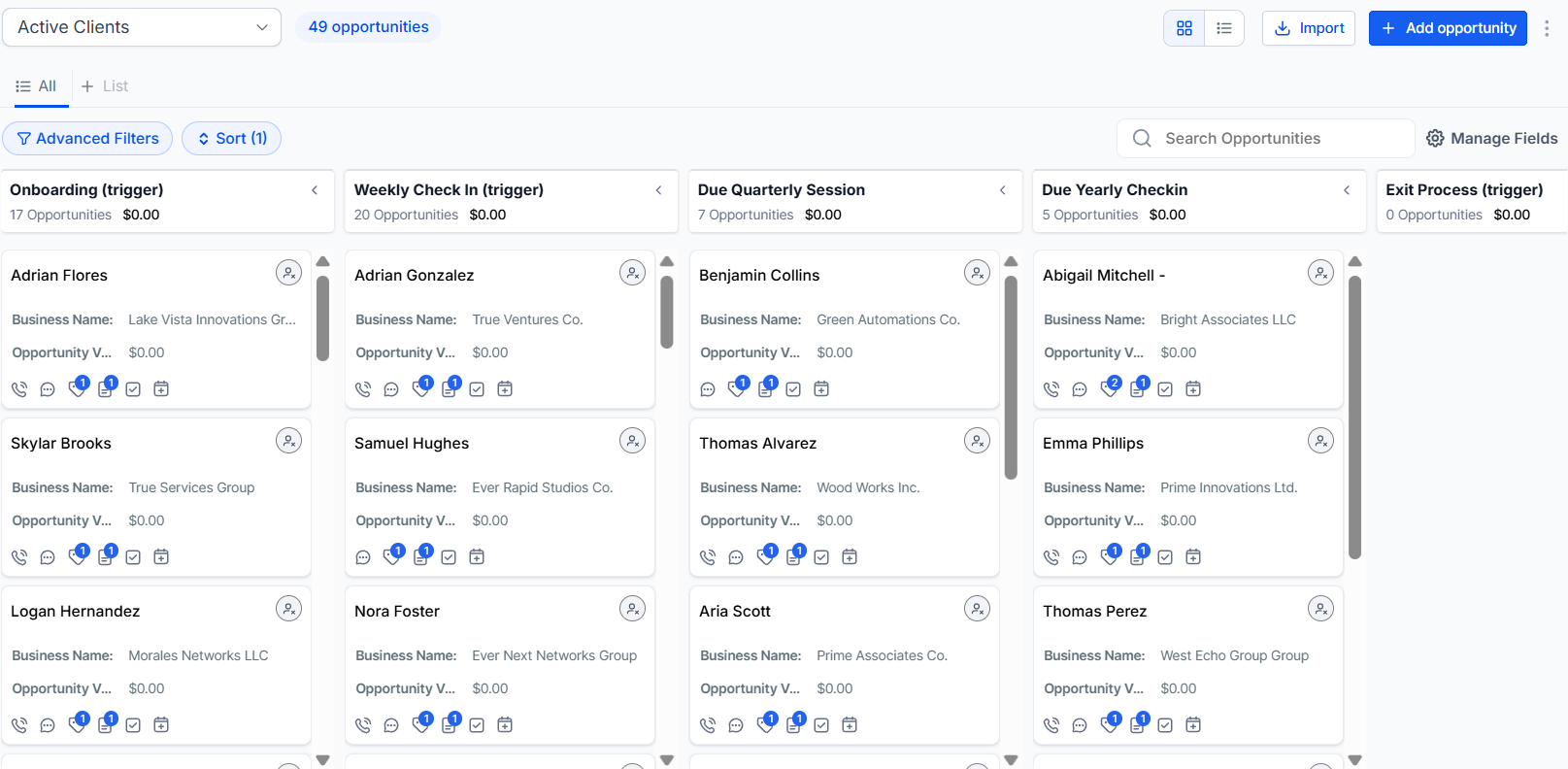 Preview image of how the pipeline appears in the crm