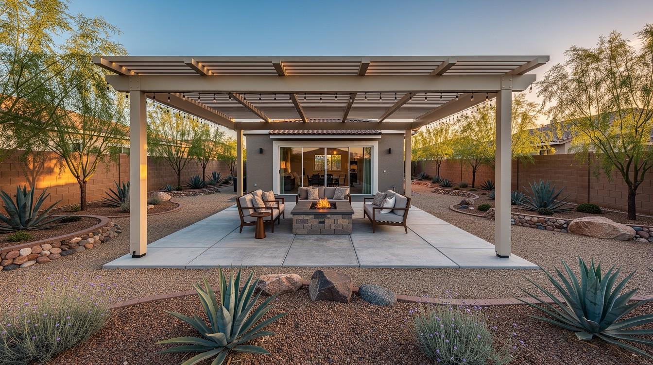 Aluminum patio cover designed for Arizona heat and monsoon weather