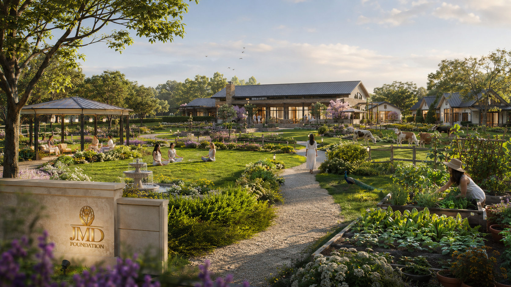 Future sanctuary vision concept — a 25-acre healing sanctuary envisioned by JMD Foundation