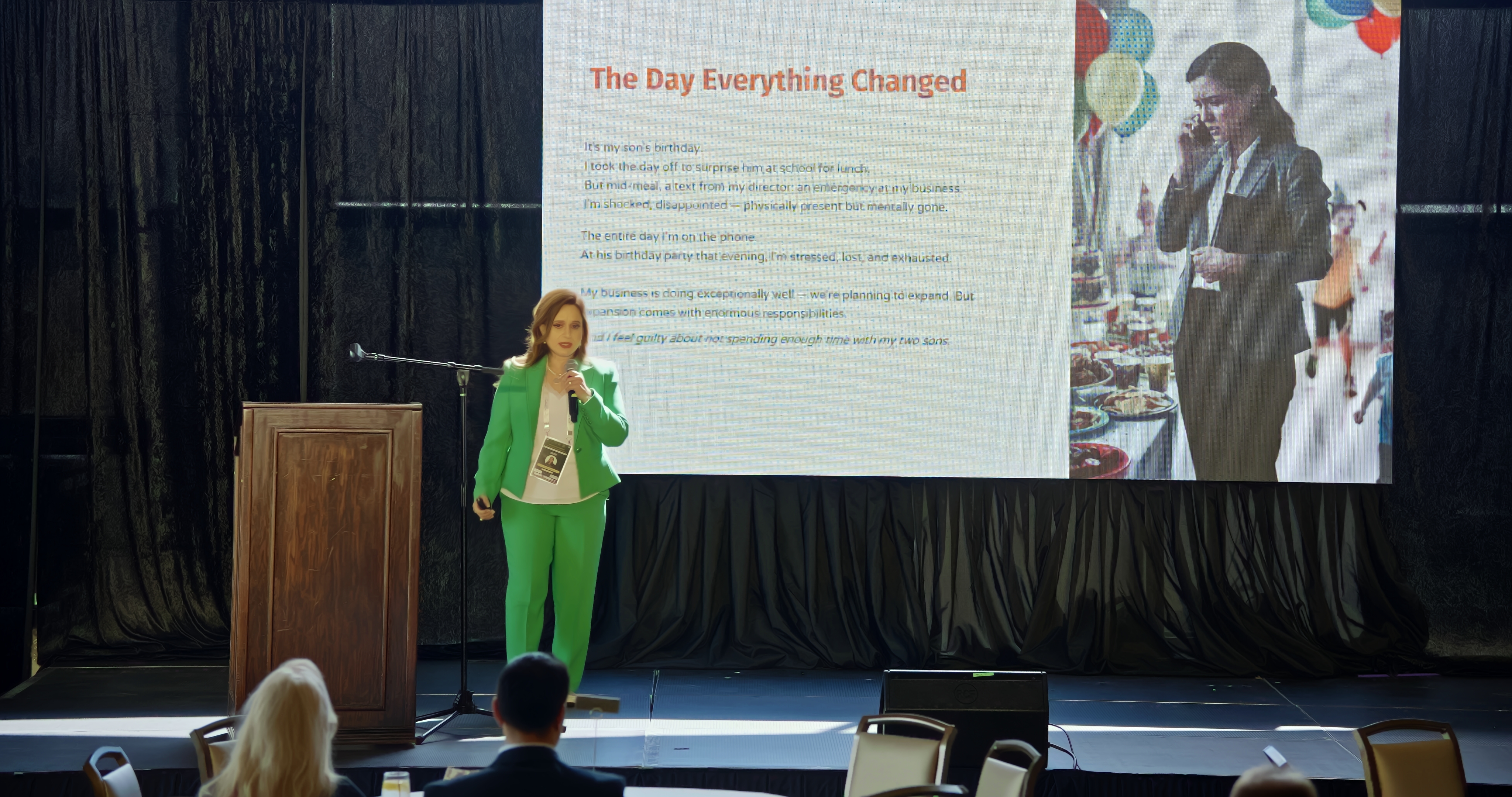 Dr. Meetu Bhatnagar on stage at an event