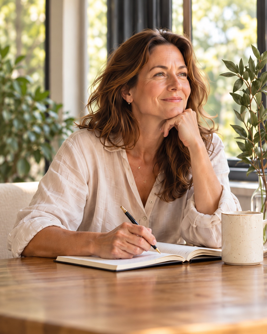 Woman reflecting and writing — Vitalis Health Solutions