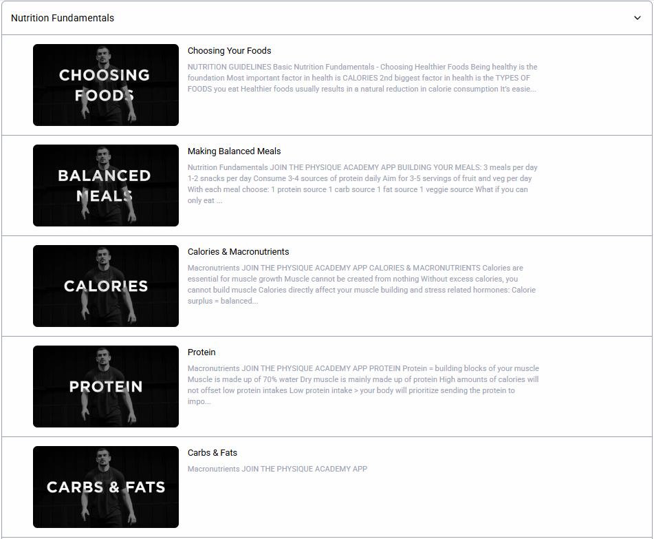 Nutrition and recipe library