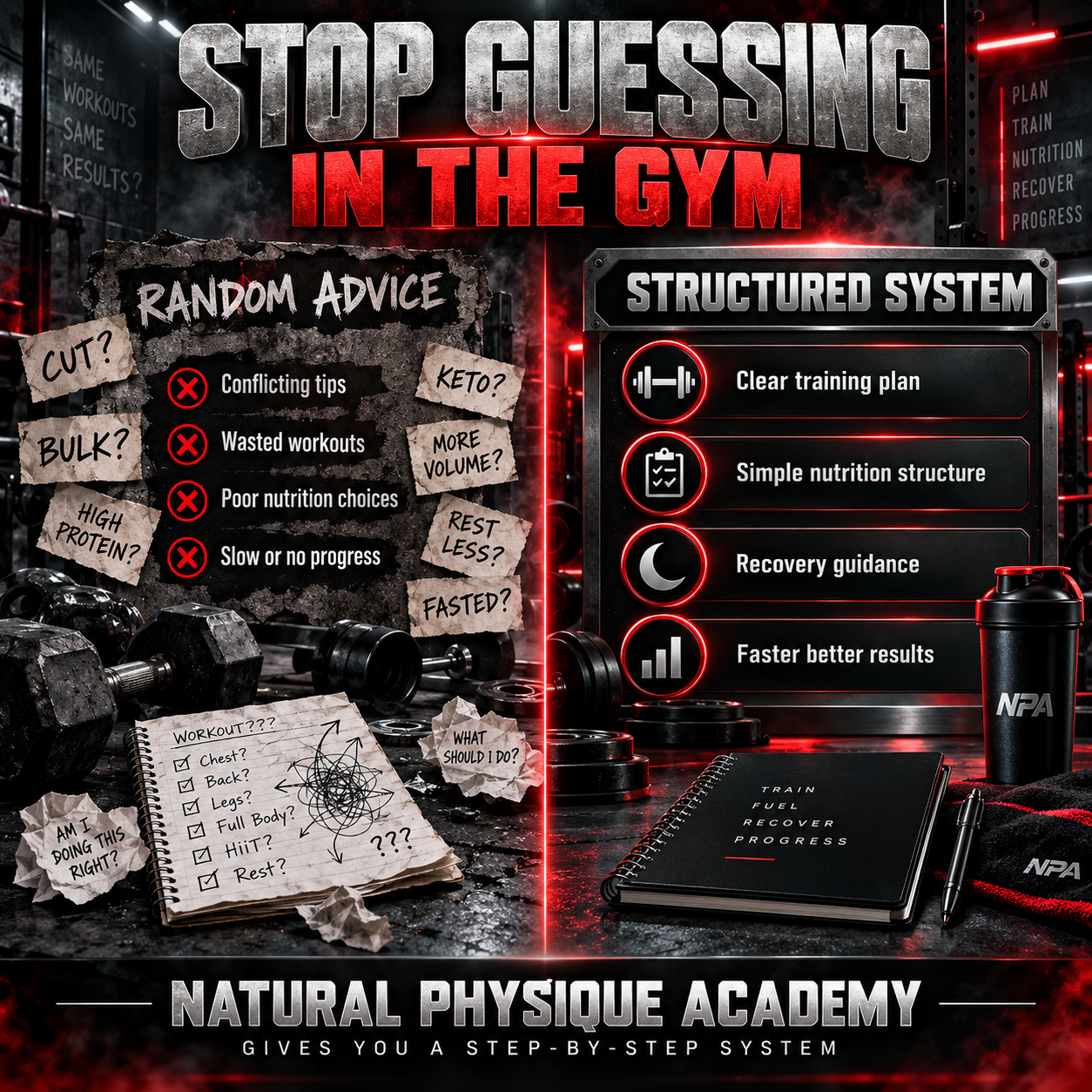 Stop guessing in the gym structured system graphic