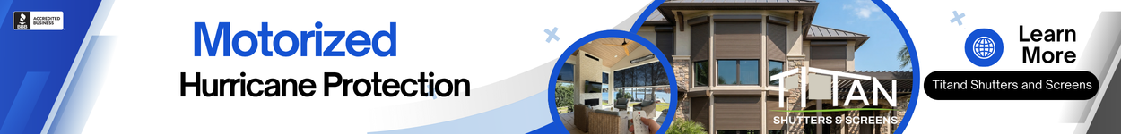 Banner Ad for Motorized screen protections Titan Shutters and Screen save 5%