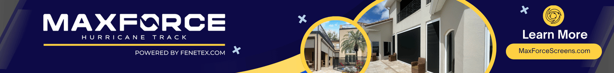 MaxForce Hurricane Track motorized screens by Fenetex installed on a Florida home — MaxForceScreens.com