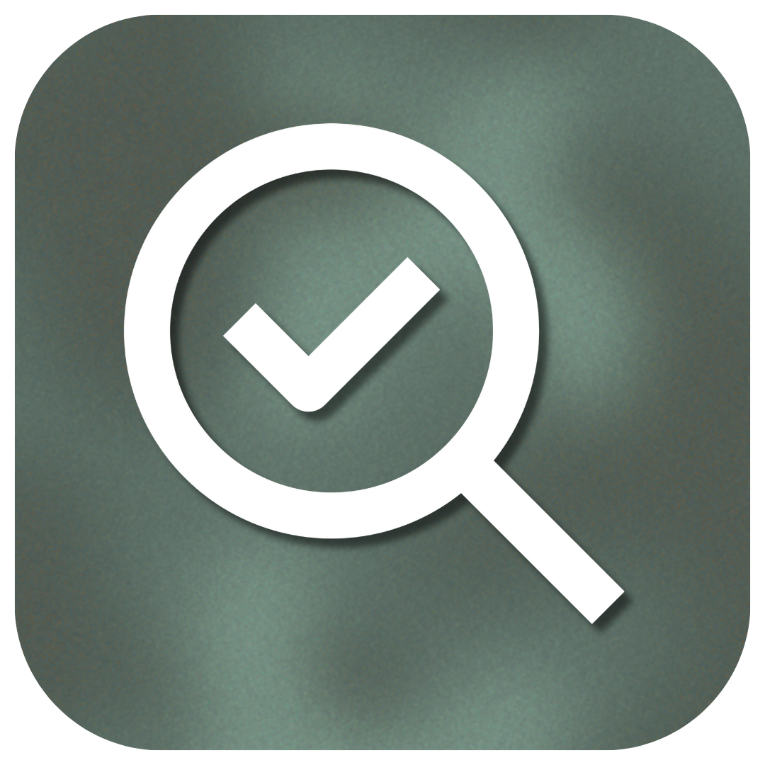magnifying glass with a checkmark