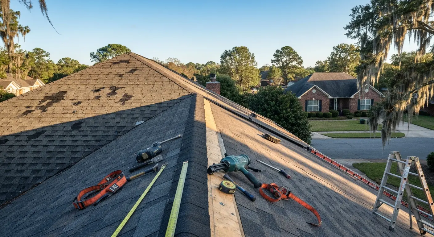Storm damage roof repair