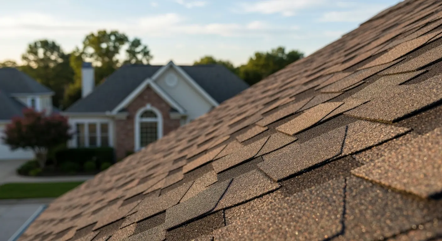 Architectural shingles showing granule detail