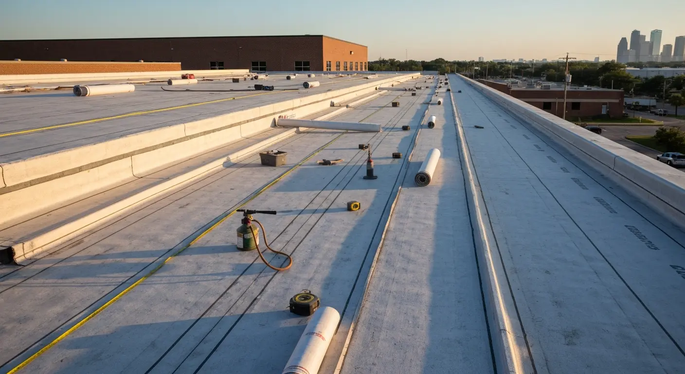 Commercial flat roof installation