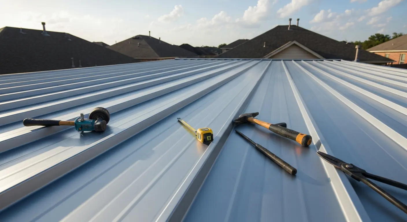 Metal roof repair work