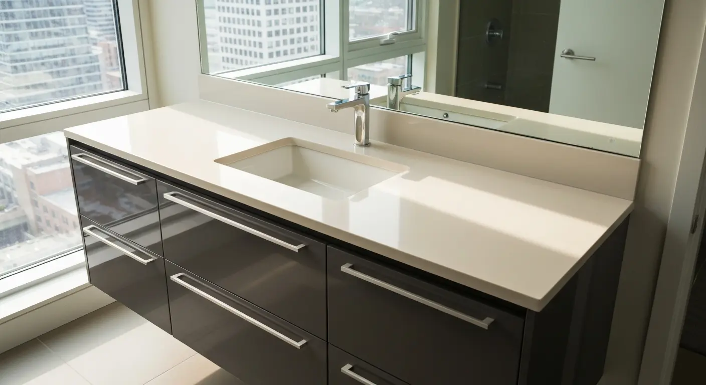 Bathroom vanity installation in Midtown condo