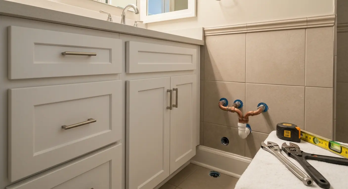 Vanity replacement during bathroom renovation