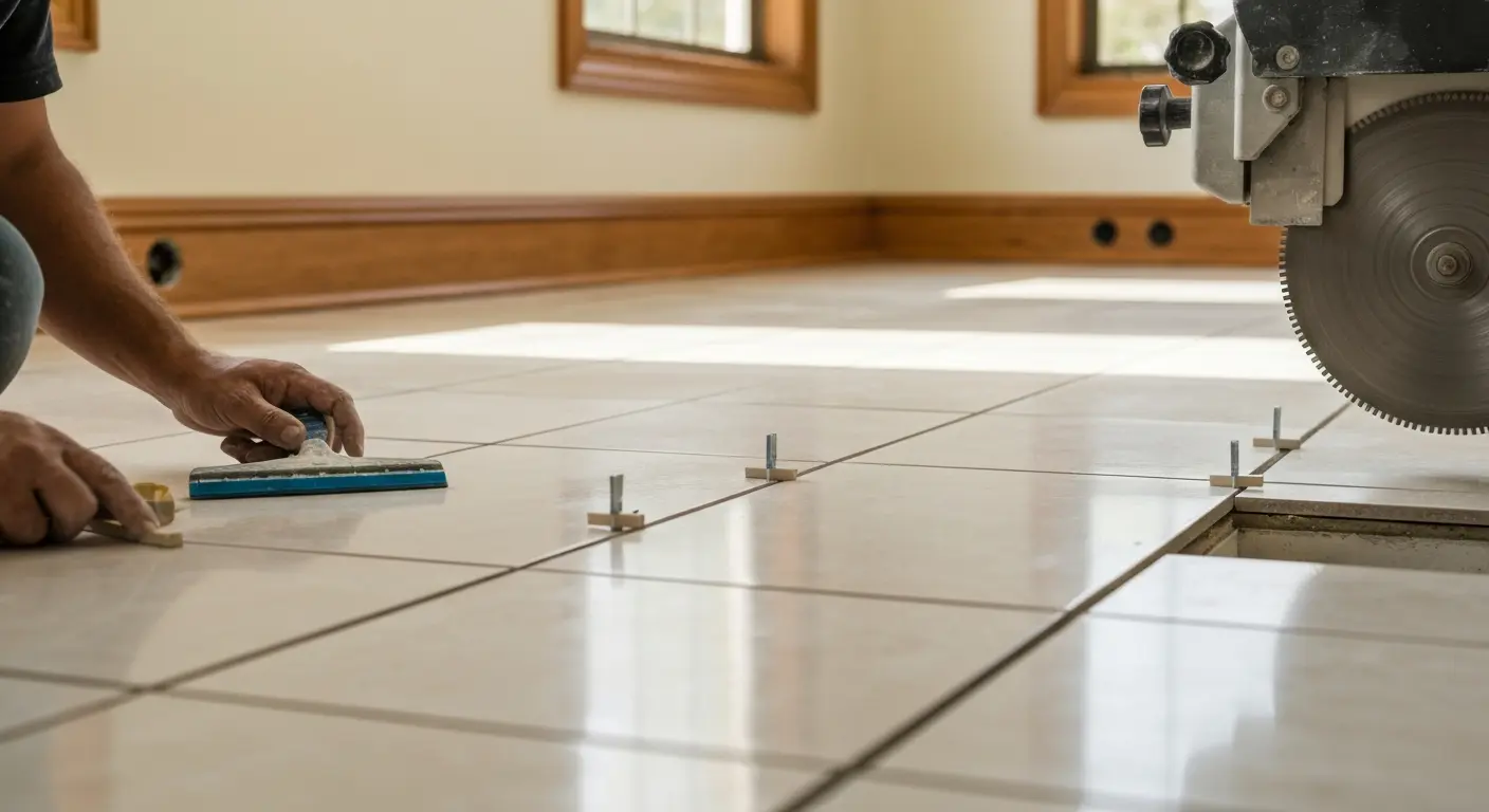 Ceramic tile bathroom flooring