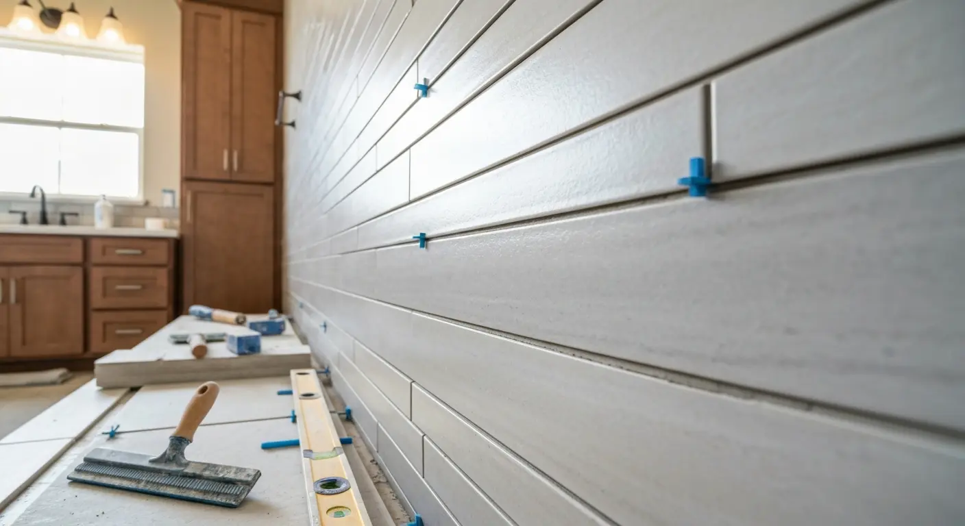 Large format tile installation