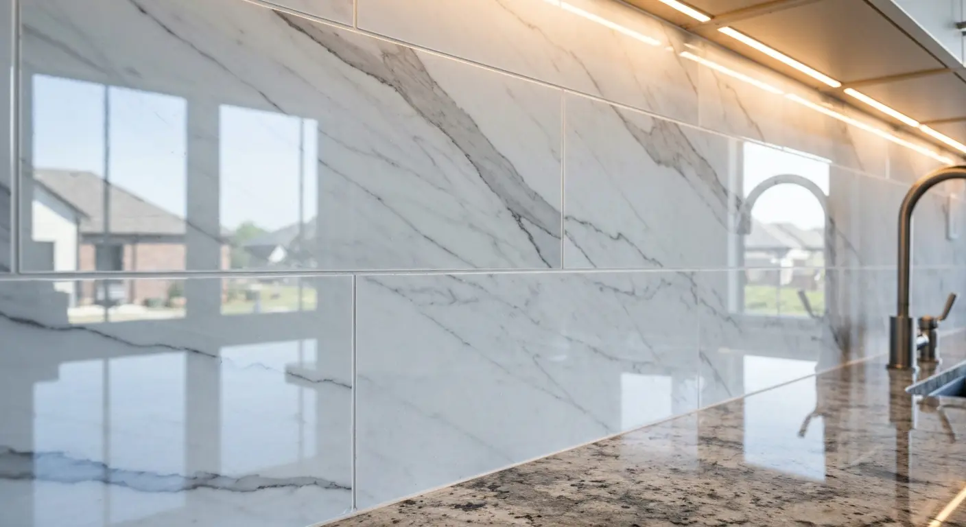 Natural stone backsplash