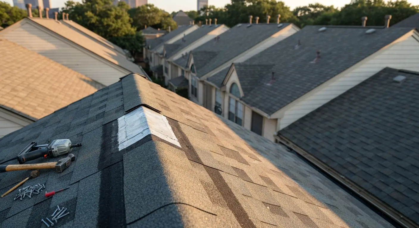 Roof repair in progress