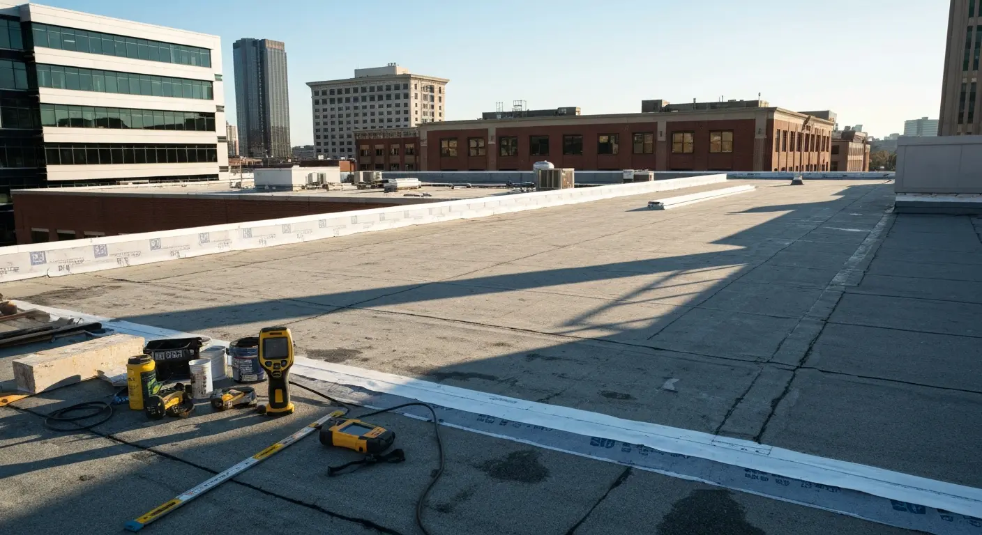 Flat roof system installation