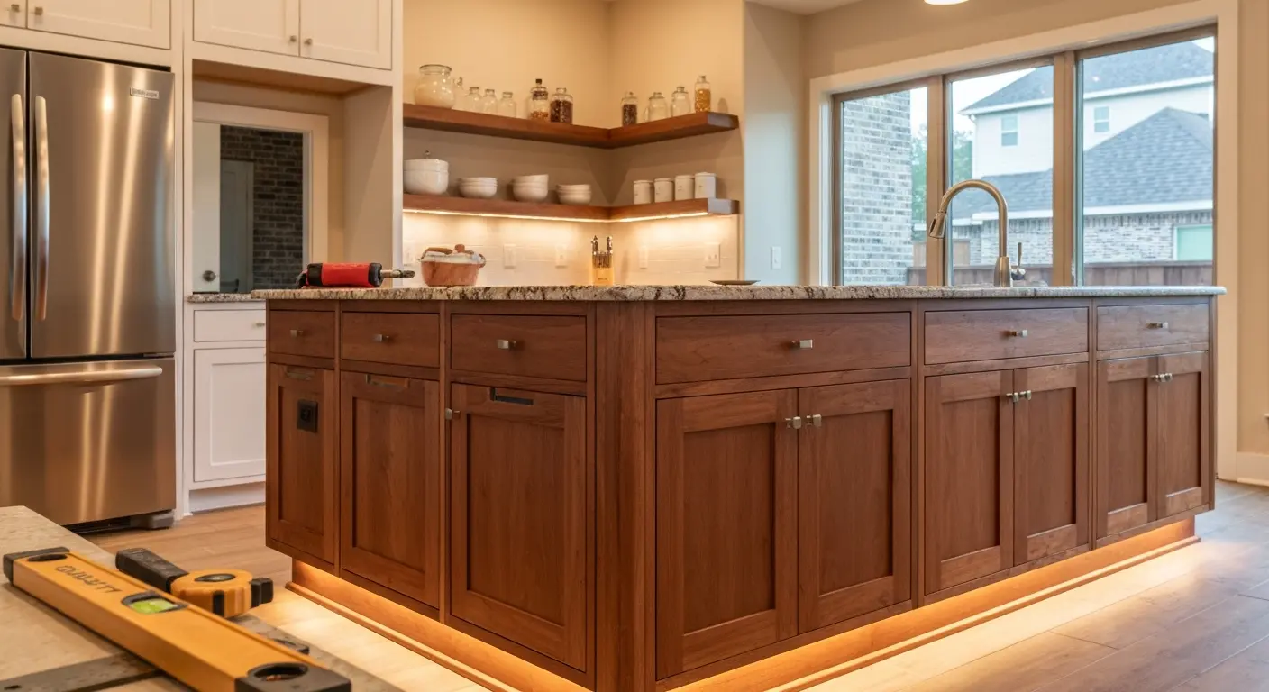 Custom kitchen island installation
