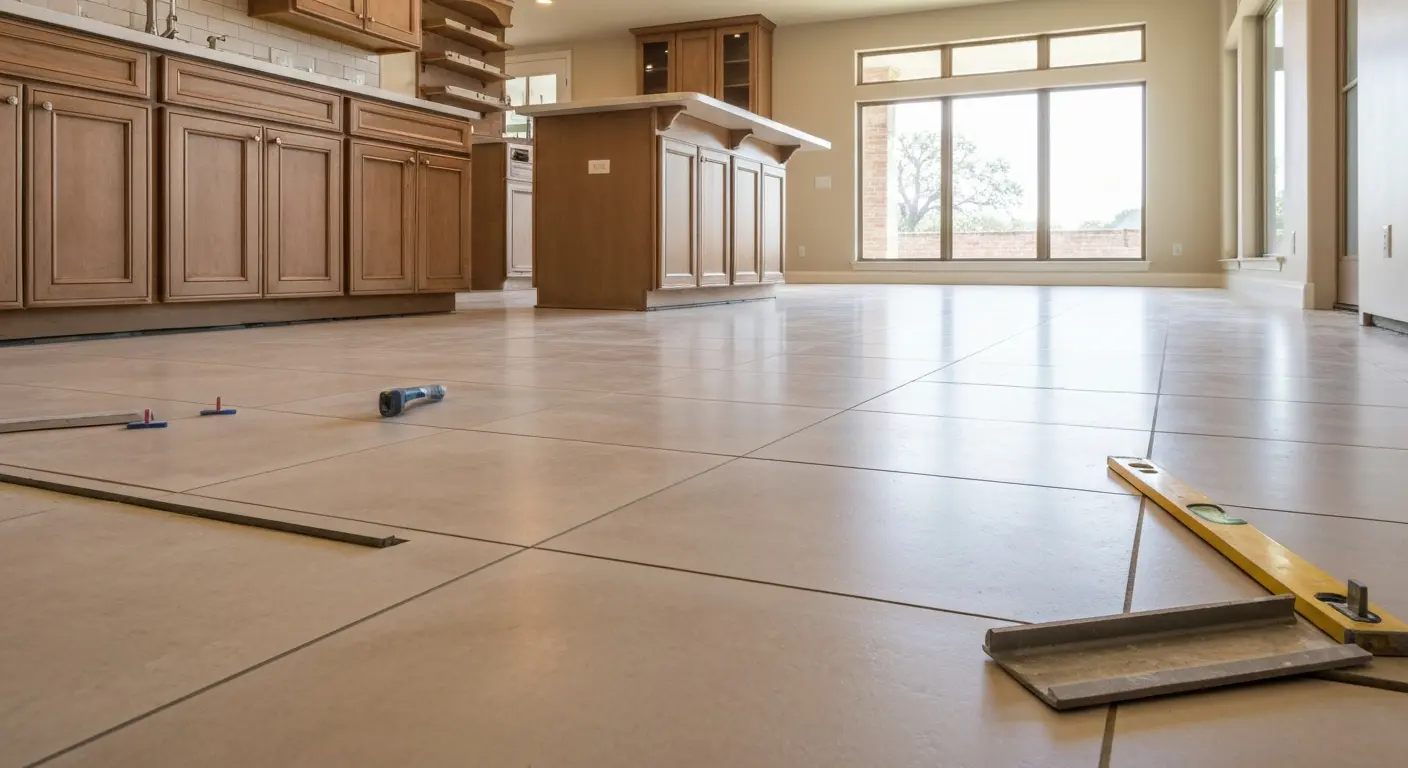 Porcelain tile kitchen flooring